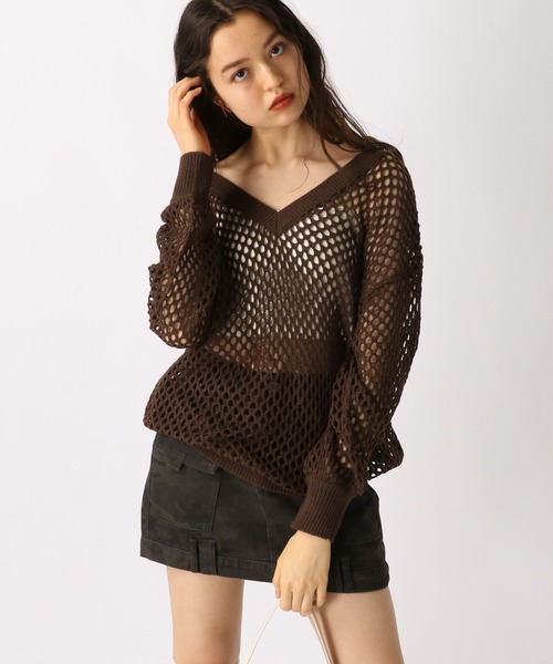 FOREVER 21（フォーエバー トゥエンティーワン）の「【2025SS】2WAYメッシュニットプルオーバー（ニット/セーター・レディース・ナチュラル/ピンク/ブラウン/ブラック・FREE）」の18枚目の写真