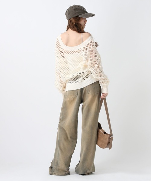 FOREVER 21（フォーエバー トゥエンティーワン）の「【2025SS】2WAYメッシュニットプルオーバー（ニット/セーター・レディース・ナチュラル/ピンク/ブラウン/ブラック・FREE）」の22枚目の写真