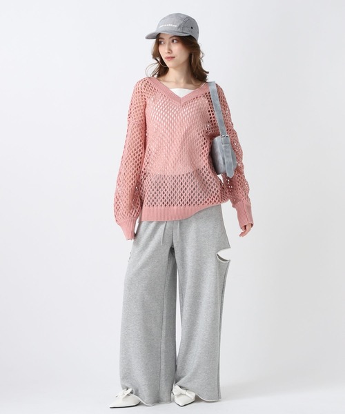 FOREVER 21（フォーエバー トゥエンティーワン）の「【2025SS】2WAYメッシュニットプルオーバー（ニット/セーター・レディース・ナチュラル/ピンク/ブラウン/ブラック・FREE）」の6枚目の写真