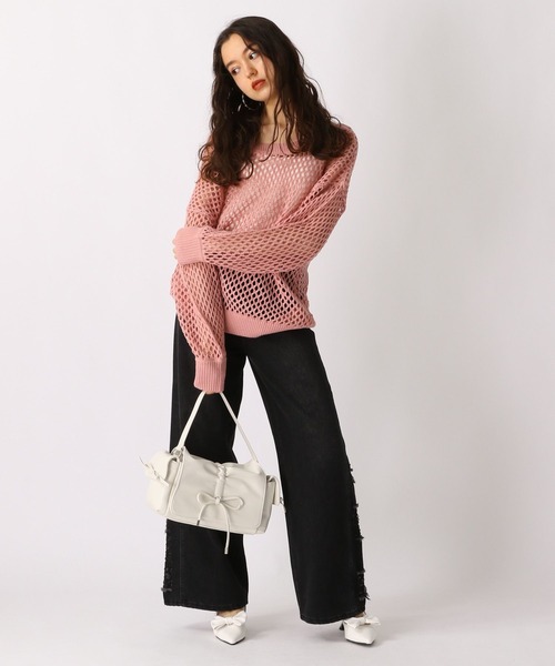 FOREVER 21（フォーエバー トゥエンティーワン）の「【2025SS】2WAYメッシュニットプルオーバー（ニット/セーター・レディース・ナチュラル/ピンク/ブラウン/ブラック・FREE）」の9枚目の写真