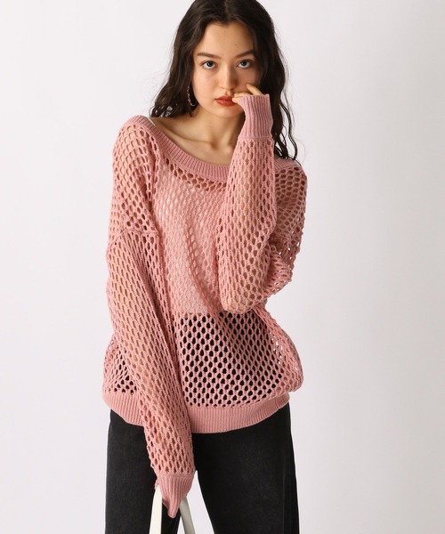 FOREVER 21（フォーエバー トゥエンティーワン）の「【2025SS】2WAYメッシュニットプルオーバー（ニット/セーター・レディース・ナチュラル/ピンク/ブラウン/ブラック・FREE）」の11枚目の写真