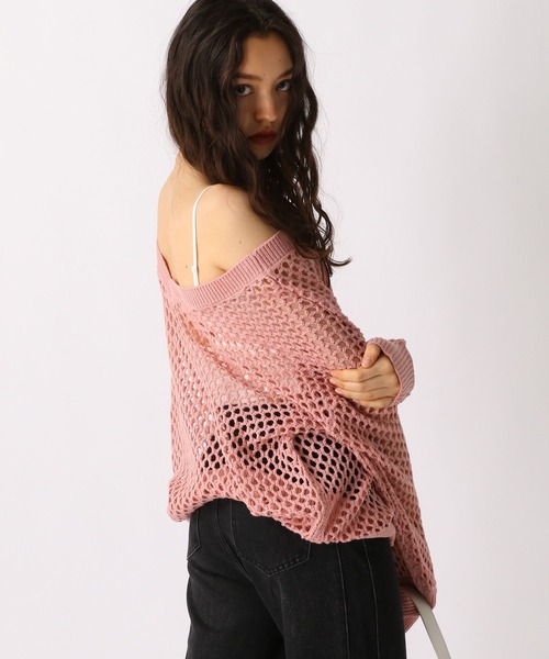 FOREVER 21（フォーエバー トゥエンティーワン）の「【2025SS】2WAYメッシュニットプルオーバー（ニット/セーター・レディース・ナチュラル/ピンク/ブラウン/ブラック・FREE）」の13枚目の写真