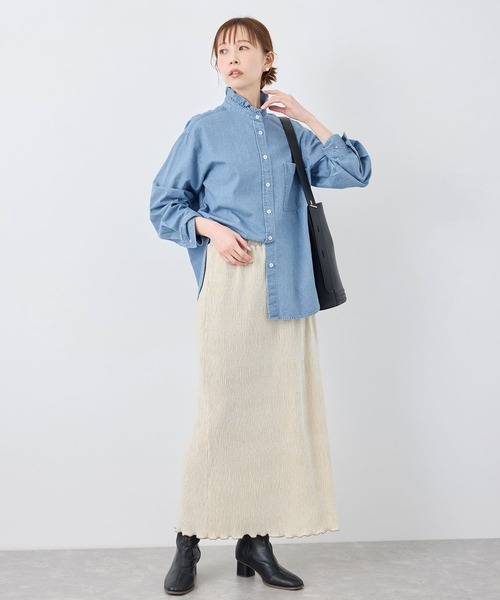 ROPE' PICNIC（ロペピクニック）の「フリルカラーデニムシャツ（シャツ/ブラウス・レディース・サックスブルー/ネイビー・38）」の7枚目の写真