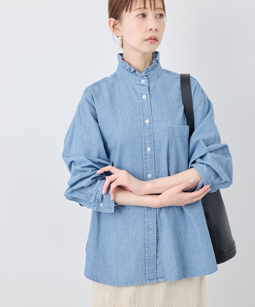 ROPE' PICNIC（ロペピクニック）の「フリルカラーデニムシャツ（シャツ/ブラウス・レディース・サックスブルー/ネイビー・38）」の9枚目の写真