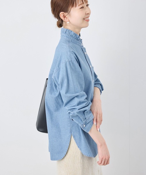 ROPE' PICNIC（ロペピクニック）の「フリルカラーデニムシャツ（シャツ/ブラウス・レディース・サックスブルー/ネイビー・38）」の10枚目の写真