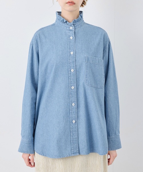 ROPE' PICNIC（ロペピクニック）の「フリルカラーデニムシャツ（シャツ/ブラウス・レディース・サックスブルー/ネイビー・38）」の15枚目の写真