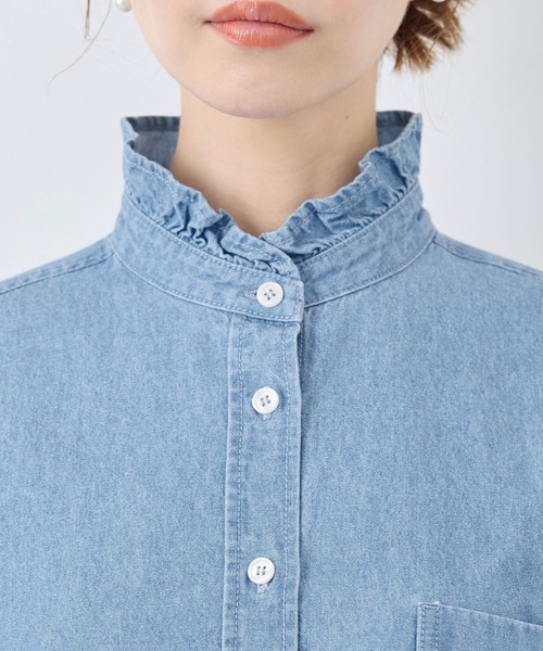 ROPE' PICNIC（ロペピクニック）の「フリルカラーデニムシャツ（シャツ/ブラウス・レディース・サックスブルー/ネイビー・38）」の18枚目の写真