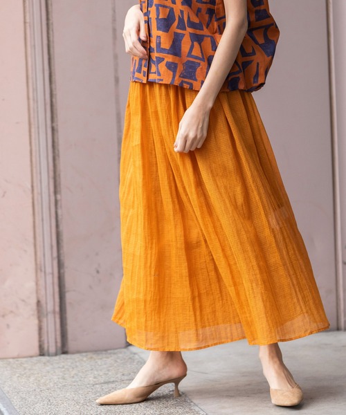 Munich（ミューニック）の「【KOTA CHECK】ギャザースカート（スカート・レディース・ライトベージュ/ブラック/ダークオレンジ・M/S）」の7枚目の写真