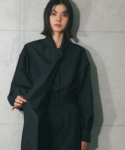 Another Tomorrow ボウタイシャツ セール】ボウタイブラウス（シャツ