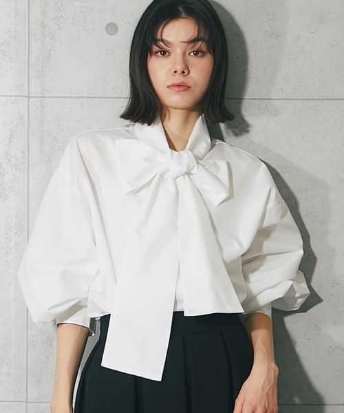 and cherim リボンタイブラウス ジャカードリボン付ブラウス | レディース服・レディース