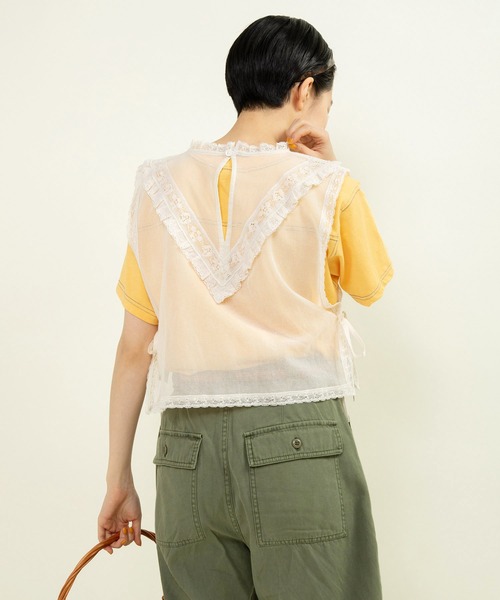 Dot＆Stripes CHILD WOMAN（ドットアンドストライプス　チャイルドウーマン）の「コットンメッシュ レースノースリーブブラウス（シャツ/ブラウス・レディース・キナリ・FREE）」の8枚目の写真