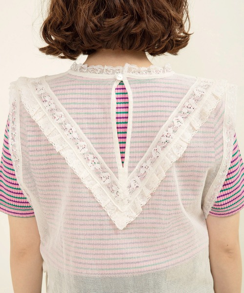 Dot＆Stripes CHILD WOMAN（ドットアンドストライプス　チャイルドウーマン）の「コットンメッシュ レースノースリーブブラウス（シャツ/ブラウス・レディース・キナリ・FREE）」の19枚目の写真