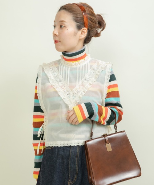 Dot＆Stripes CHILD WOMAN（ドットアンドストライプス　チャイルドウーマン）の「コットンメッシュ レースノースリーブブラウス（シャツ/ブラウス・レディース・キナリ・FREE）」の11枚目の写真