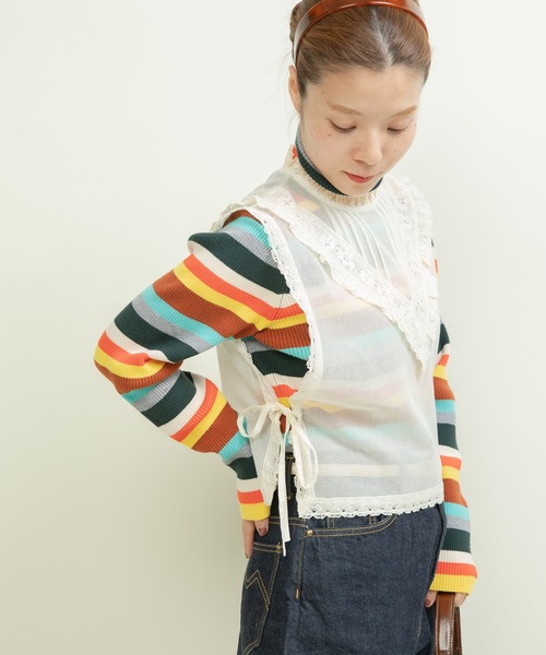 Dot＆Stripes CHILD WOMAN（ドットアンドストライプス　チャイルドウーマン）の「コットンメッシュ レースノースリーブブラウス（シャツ/ブラウス・レディース・キナリ・FREE）」の9枚目の写真