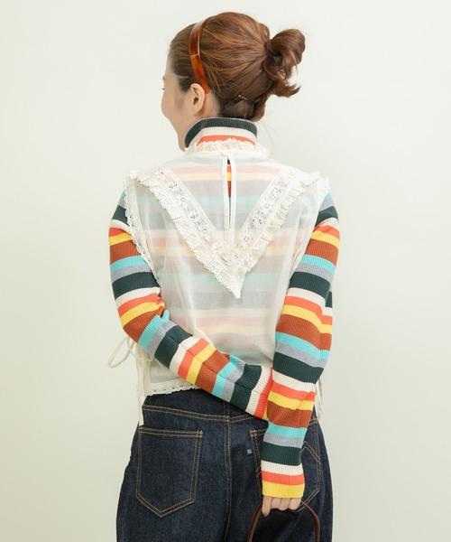 Dot＆Stripes CHILD WOMAN（ドットアンドストライプス　チャイルドウーマン）の「コットンメッシュ レースノースリーブブラウス（シャツ/ブラウス・レディース・キナリ・FREE）」の10枚目の写真