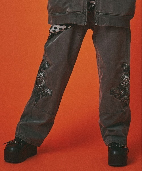 GALFY（ガルフィー）の「A'GEM/9 × .kom 『GALFY/ガルフィー』 漢ダブルニー（デニムパンツ・メンズ・ブラック/ベージュ・L）」の9枚目の写真