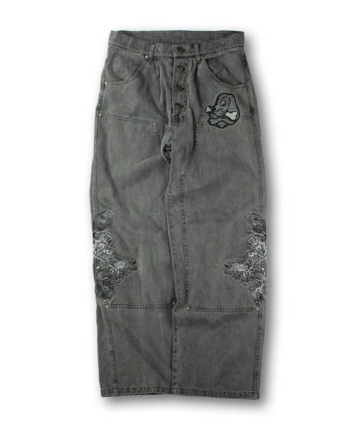 GALFY（ガルフィー）の「A'GEM/9 × .kom 『GALFY/ガルフィー』 漢ダブルニー（デニムパンツ・メンズ・ブラック/ベージュ・L）」の5枚目の写真