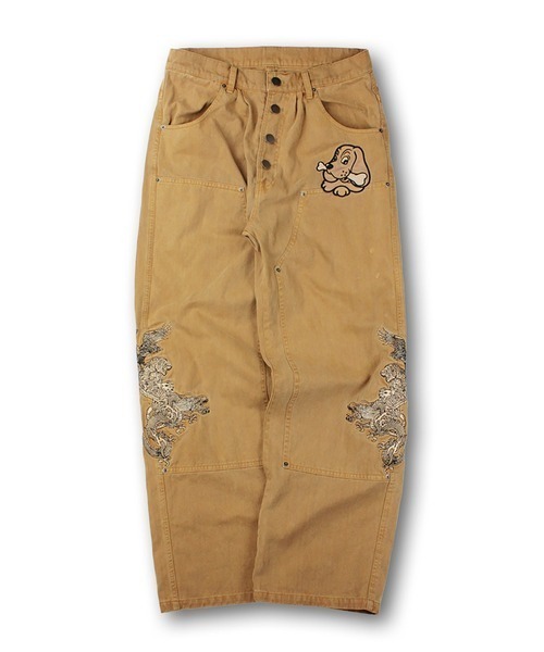 GALFY（ガルフィー）の「A'GEM/9 × .kom 『GALFY/ガルフィー』 漢ダブルニー（デニムパンツ・メンズ・ブラック/ベージュ・L）」の7枚目の写真