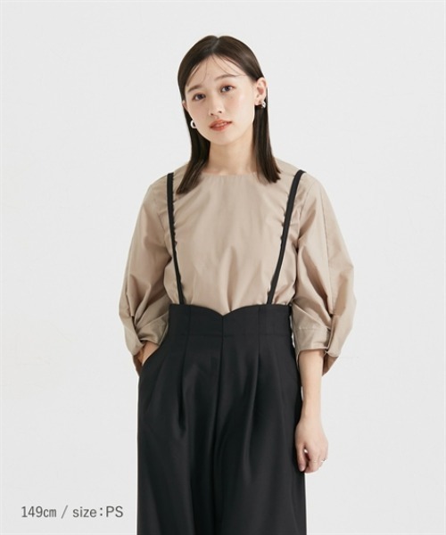 Petitjo（プッチージョ）の「小さいサイズ　綿混袖ボリュームブラウス　低身長さん・小柄女性（シャツ/ブラウス・レディース・モカ/ブルー/ブラック・PSS/PS/PM/PL）」の8枚目の写真