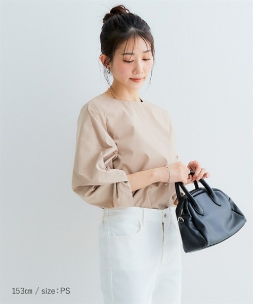 小さいサイズ 綿混袖ボリュームブラウス 低身長さん・小柄女性