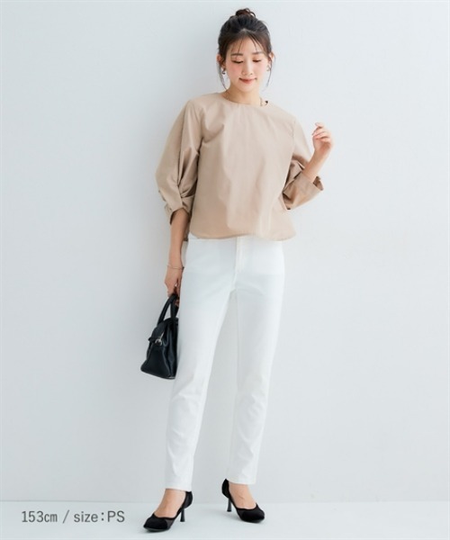 ブラウス シャツ 小さいサイズ　綿混袖ボリュームブラウス　低身長さん・小柄女性 レディース 小さいサイズ 綿混袖ボリュームブラウス 低身長さん・小柄女性