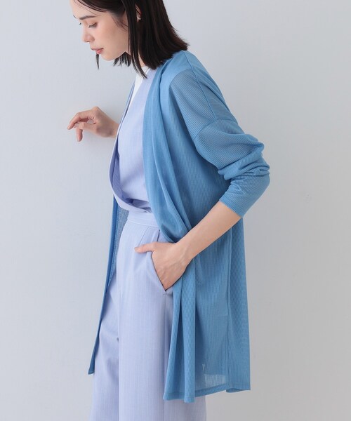 INDIVI（インディヴィ）の「【洗える／シアーストライプ】ロング丈着流しカーディガン（カーディガン/ボレロ・レディース・ホワイト/ブラック/ブルー/グレー系その他4/ライトグレー系3・38/15 /13/05）」の7枚目の写真