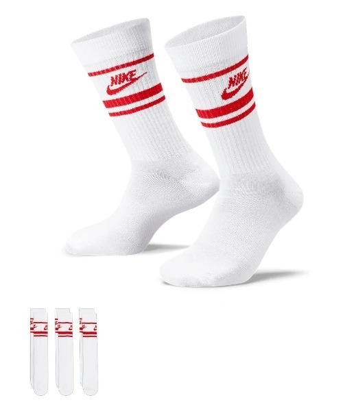 NIKE(ナイキ)の「NIKE/ナイキ ソックス NSW エブリデイ エッセンシャル クルー ソックス 3足組 DX5089(ソックス/靴下・メンズ・ホワイト×レッド/ホワイト×ブルー/ホワイト×ブラック/ブラック×ホワイト・25-27CM)」の6枚目の写真