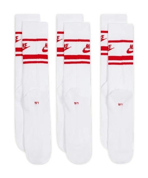 NIKE(ナイキ)の「NIKE/ナイキ ソックス NSW エブリデイ エッセンシャル クルー ソックス 3足組 DX5089(ソックス/靴下・メンズ・ホワイト×レッド/ホワイト×ブルー/ホワイト×ブラック/ブラック×ホワイト・25-27CM)」の10枚目の写真