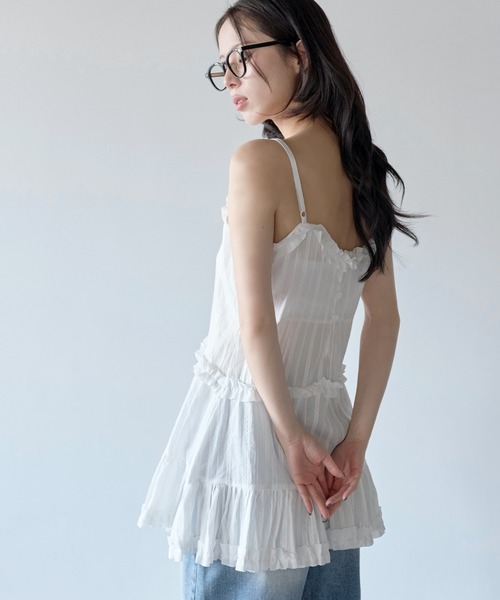 UNE MANSION（ユヌマンション）の「【肩紐調節可能】レイヤードラブリーフリルミニワンピース（ワンピース・レディース・ホワイト/ブラック・FREE）」の9枚目の写真