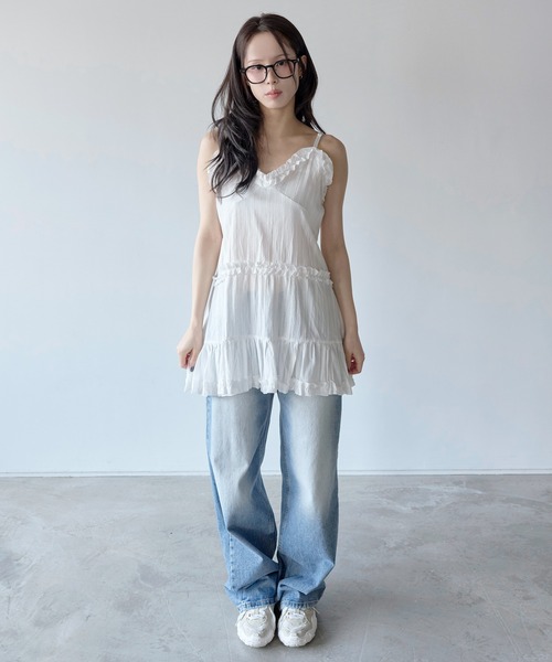 UNE MANSION（ユヌマンション）の「【肩紐調節可能】レイヤードラブリーフリルミニワンピース（ワンピース・レディース・ホワイト/ブラック・FREE）」の10枚目の写真