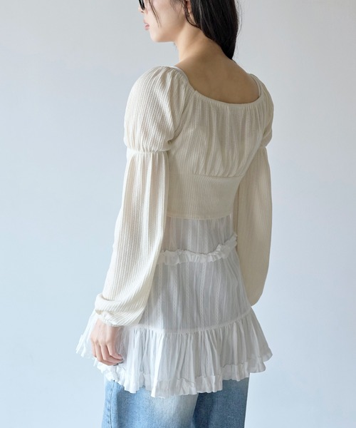 UNE MANSION（ユヌマンション）の「【肩紐調節可能】レイヤードラブリーフリルミニワンピース（ワンピース・レディース・ホワイト/ブラック・FREE）」の7枚目の写真