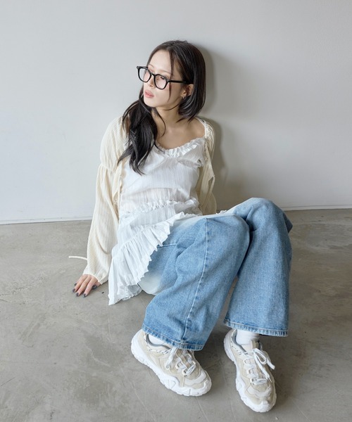 UNE MANSION（ユヌマンション）の「【肩紐調節可能】レイヤードラブリーフリルミニワンピース（ワンピース・レディース・ホワイト/ブラック・FREE）」の8枚目の写真