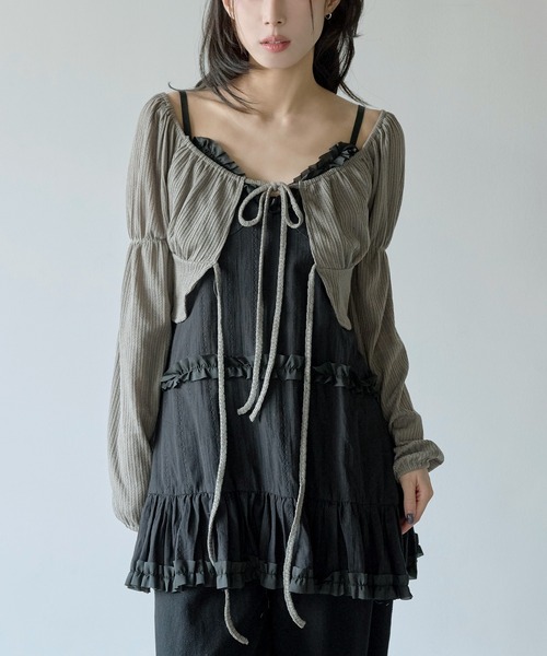 UNE MANSION（ユヌマンション）の「【肩紐調節可能】レイヤードラブリーフリルミニワンピース（ワンピース・レディース・ホワイト/ブラック・FREE）」の22枚目の写真