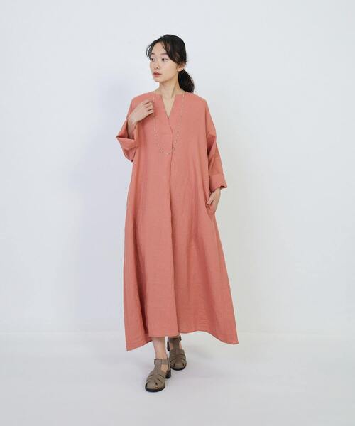 loisir ロワズィール ロングワンピース F 七分袖 チェック柄
