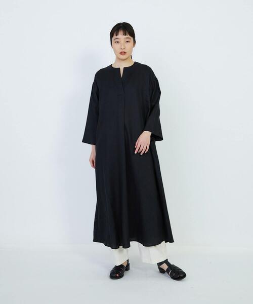 セール】リネンキーネックAラインワンピース（ワンピース