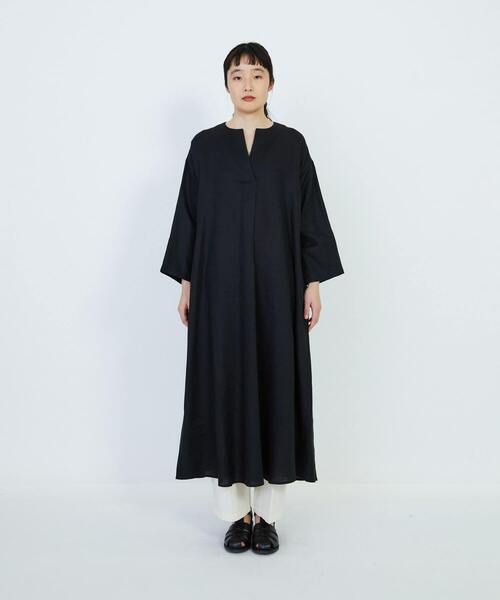セール】リネンキーネックAラインワンピース（ワンピース