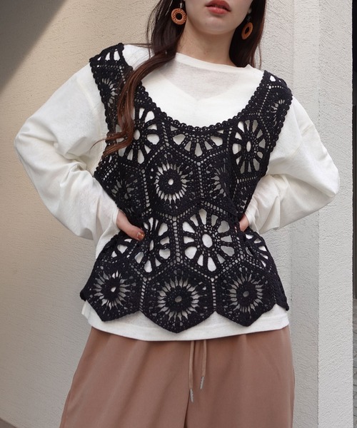 ハリウッドランチマーケット 毛糸チェーンステッチのピンナップガール タンクトップ 🧶後編【ブラカップ付きのふんわりタンクトップ】編み物 かぎ針
