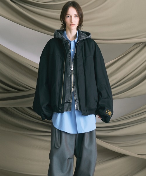 ジャケット・アウター MAISON SPECIAL Chambray Washable Wool UNISEX》4 Colors Chambray Washable Wool Prime-Over Derby Jacket/4