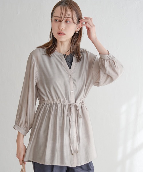 ikka（イッカ）の「シアースキッパーブラウス（シャツ/ブラウス・レディース・ブラック/スモークグレー/ブルー/モカ・M/L/S）」の6枚目の写真