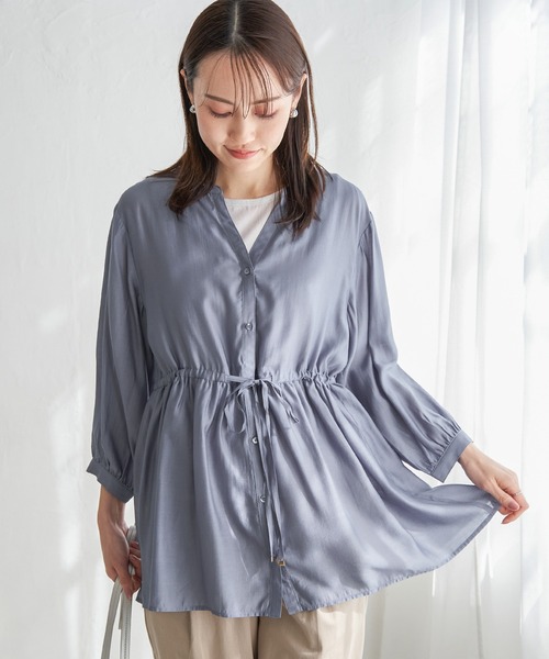 ikka（イッカ）の「シアースキッパーブラウス（シャツ/ブラウス・レディース・ブラック/スモークグレー/ブルー/モカ・M/L/S）」の9枚目の写真