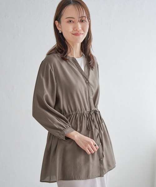 ikka（イッカ）の「シアースキッパーブラウス（シャツ/ブラウス・レディース・ブラック/スモークグレー/ブルー/モカ・M/L/S）」の13枚目の写真