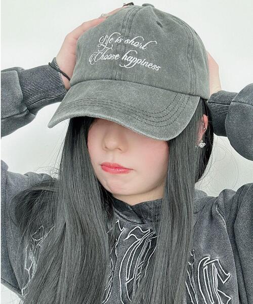 WEGO（ウィゴー）の「WEGO/ロゴ刺繍ピグメントキャップ（キャップ・レディース・ネイビー/ブラウン系その他/ブラック系その他/ライトベージュ/ブラック・FREE）」の3枚目の写真