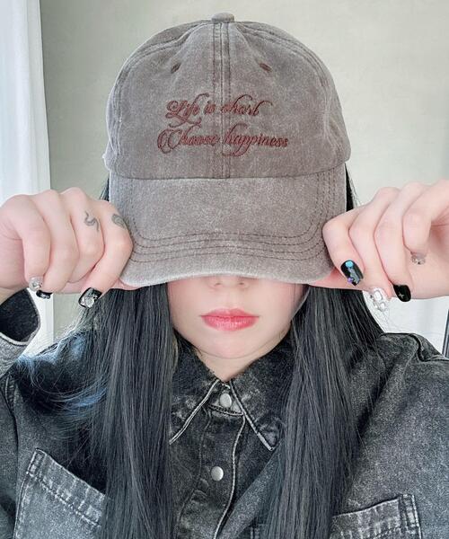 WEGO（ウィゴー）の「WEGO/ロゴ刺繍ピグメントキャップ（キャップ・レディース・ネイビー/ブラウン系その他/ブラック系その他/ライトベージュ/ブラック・FREE）」の4枚目の写真