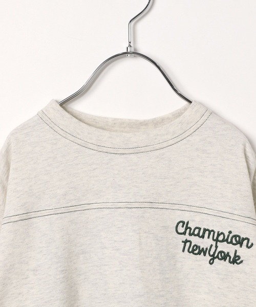 Champion（チャンピオン）の「【Champion(チャンピオン)】配色ステッチＴ(KIDS)（Tシャツ/カットソー・キッズ・ブラック/グレー/オートミール・110cm/120cm/130cm/140cm/150cm）」の12枚目の写真