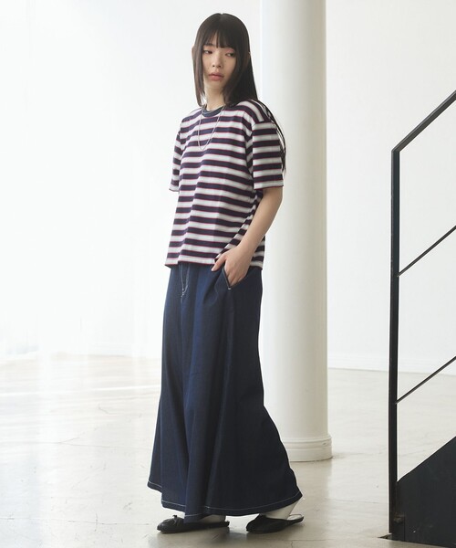 J.PRESS YORK STREET(ジェイプレスヨークストリート)の「【WOMEN】レトロボーダー Tシャツ(Tシャツ/カットソー・レディース・ベージュ系1/ネイビー系2/ライトグレー系2/イエロー系1・F)」の6枚目の写真