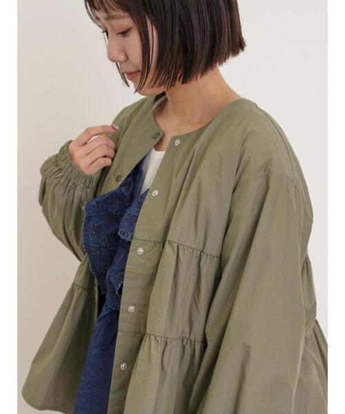Samansa Mos2（サマンサ モスモス）の「ティアードジャケット（ノーカラージャケット・レディース・ベージュ/カーキ/ブラック・F）」の19枚目の写真