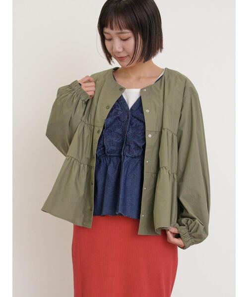 Samansa Mos2（サマンサ モスモス）の「ティアードジャケット（ノーカラージャケット・レディース・ベージュ/カーキ/ブラック・F）」の16枚目の写真