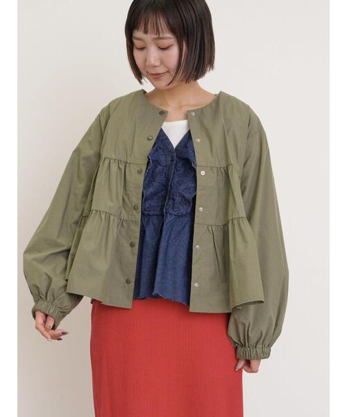 Samansa Mos2（サマンサ モスモス）の「ティアードジャケット（ノーカラージャケット・レディース・ベージュ/カーキ/ブラック・F）」の15枚目の写真