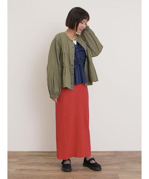 Samansa Mos2（サマンサ モスモス）の「ティアードジャケット（ノーカラージャケット・レディース・ベージュ/カーキ/ブラック・F）」の13枚目の写真