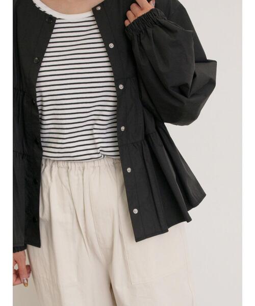 Samansa Mos2（サマンサ モスモス）の「ティアードジャケット（ノーカラージャケット・レディース・ベージュ/カーキ/ブラック・F）」の12枚目の写真